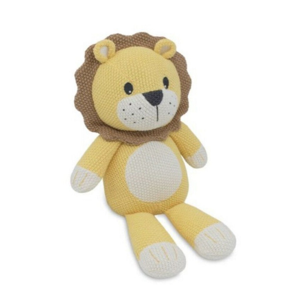Leo the Lion Living Textiles Baby Knitted Stuffed Animal Rattle Nursery Gift New